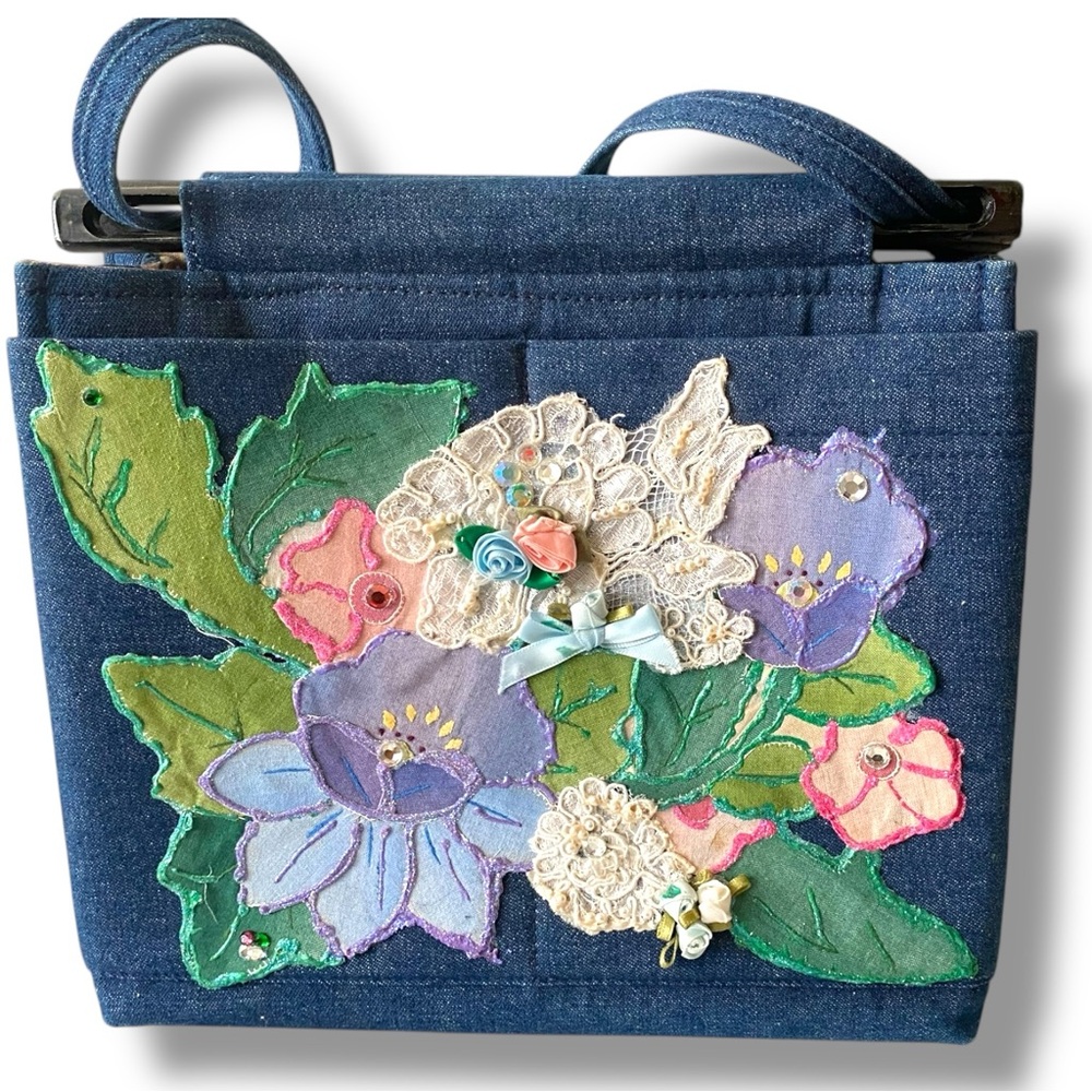 Toby Weston Vintage 90s Denim Floral Patch Tote Bag – Grandmacore Cottagecore